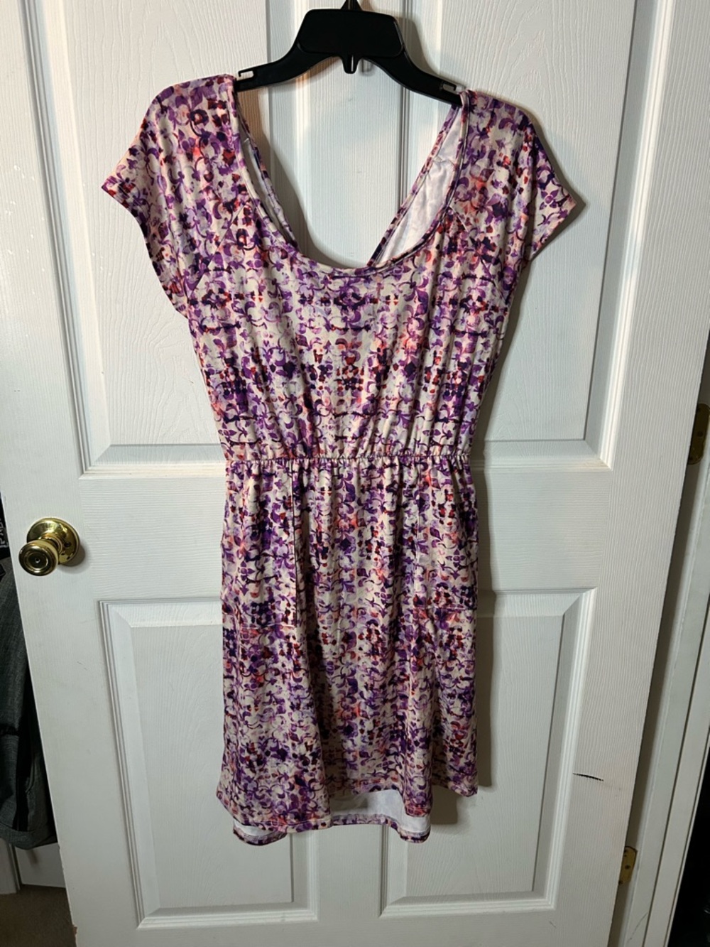 Lularoe “Alicia” Purple Floral Short-Sleeve Casual Dress